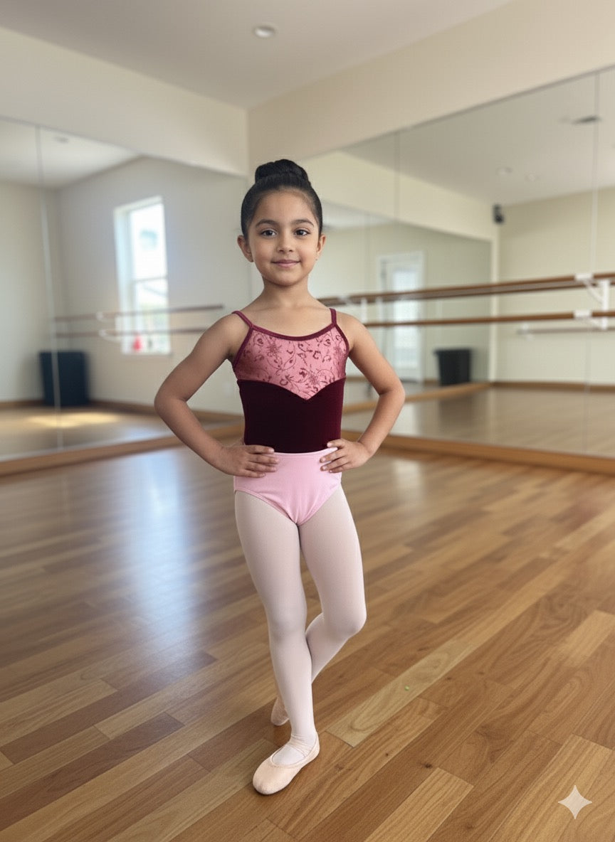 Red velvet and pink leotard