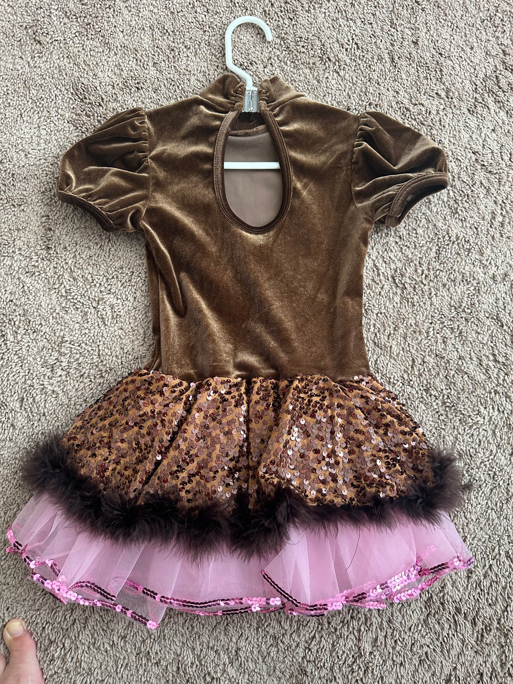 Brown and pink, fur trim