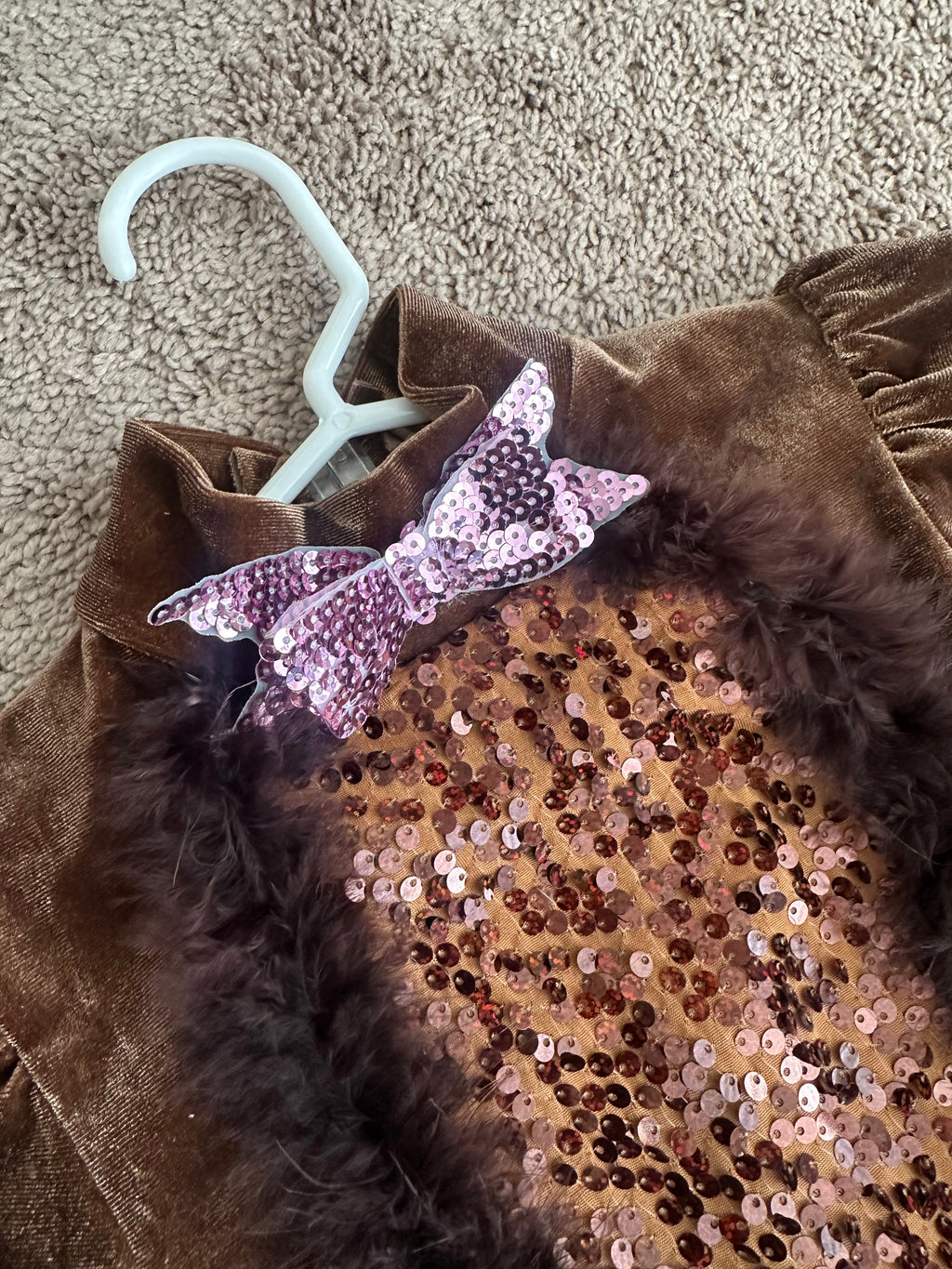 Brown and pink, fur trim