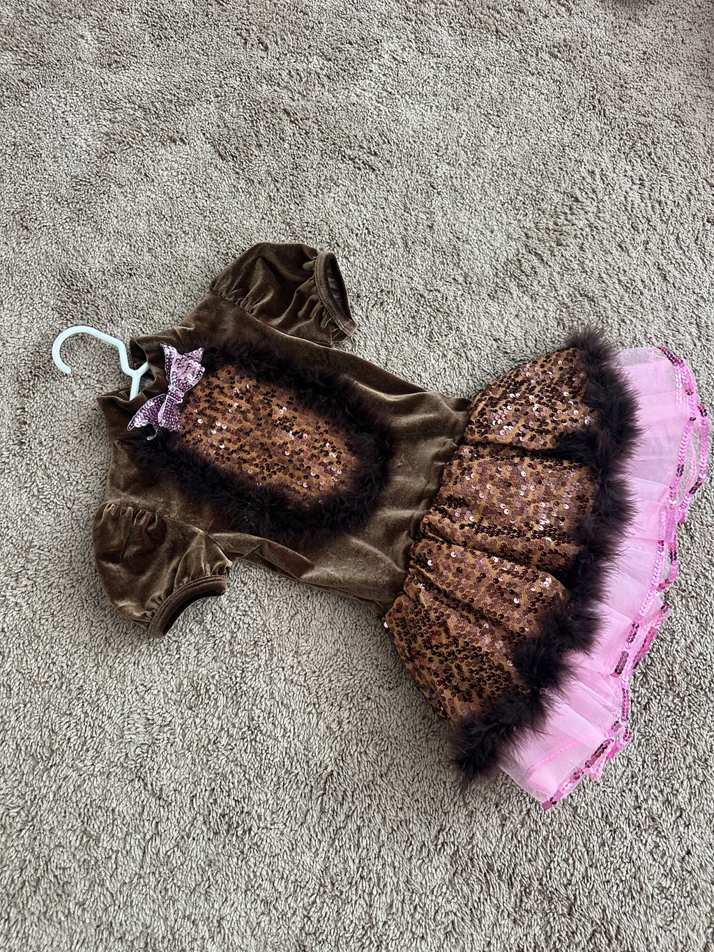 Brown and pink, fur trim