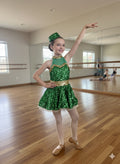 Sparkly green costume with hat