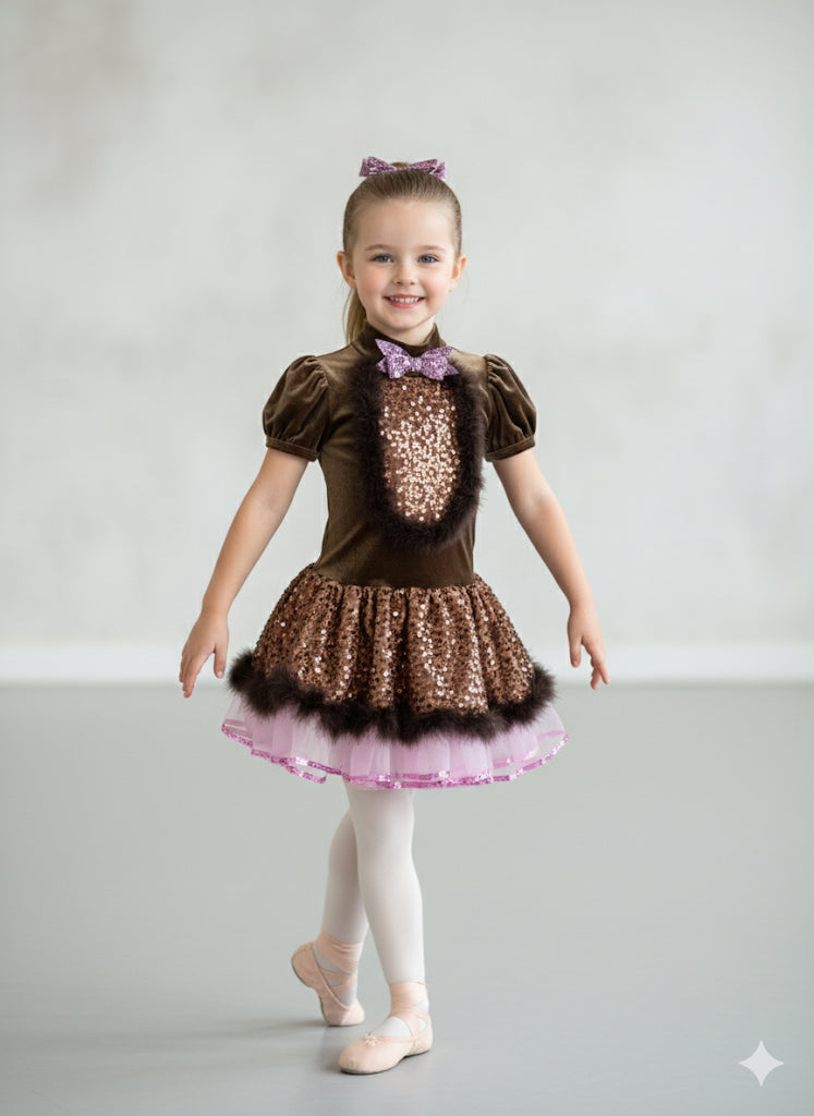 Brown and pink, fur trim