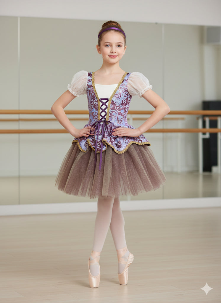 Sequined purple velvet peasant