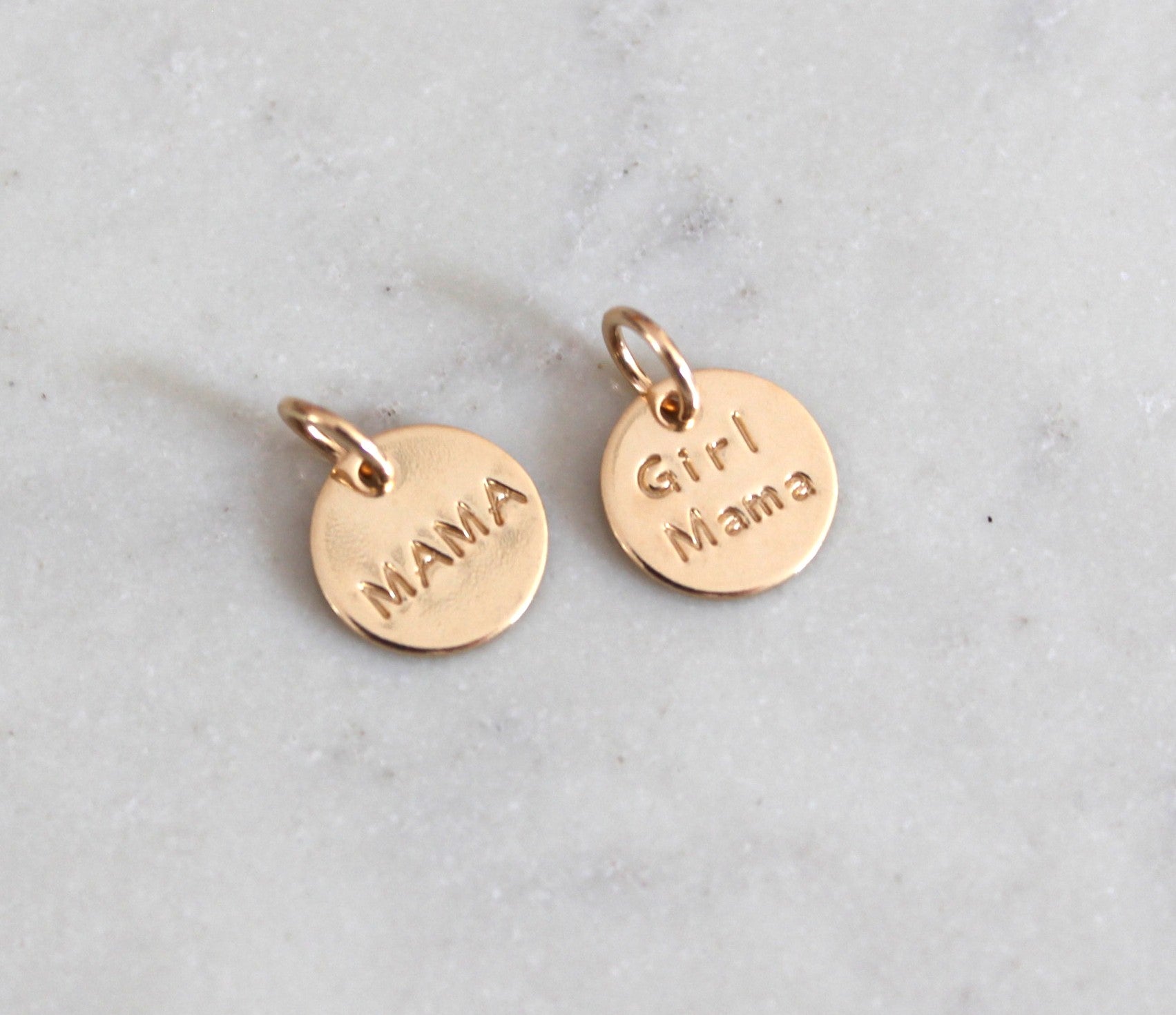 Large initial charm/small name charm - 1/2" (12.7mm) 20 ga