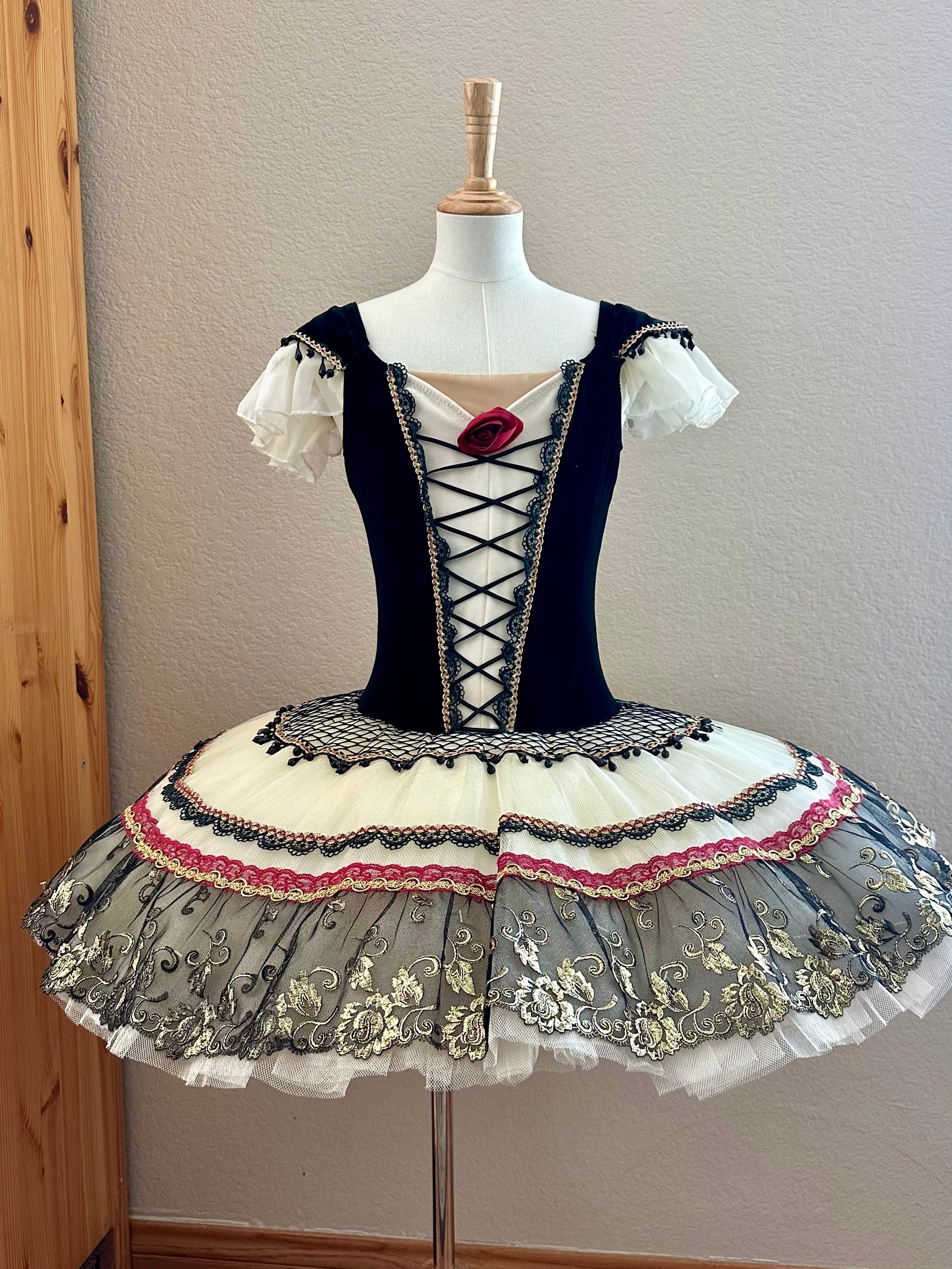 Black and Ivory Paquita Ballet Tutu Rental - Professional YAGP Competition Costume - Size Adult XXS/XS