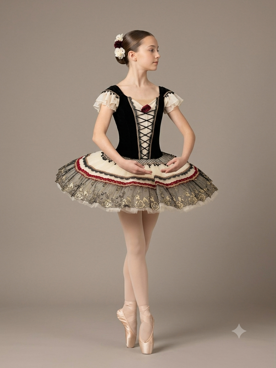 Black and Ivory Paquita Ballet Tutu Rental - Professional YAGP Competition Costume - Size Adult XXS/XS