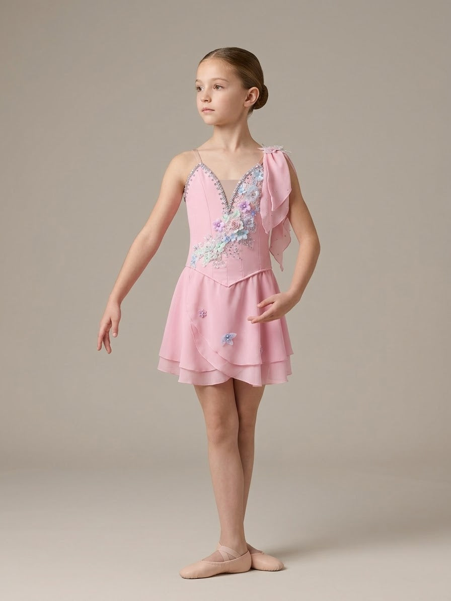 Pink Cupid Ballet Costume Rental - Professional Lyrical Ballet Costume for Competitions (Size Child Large)