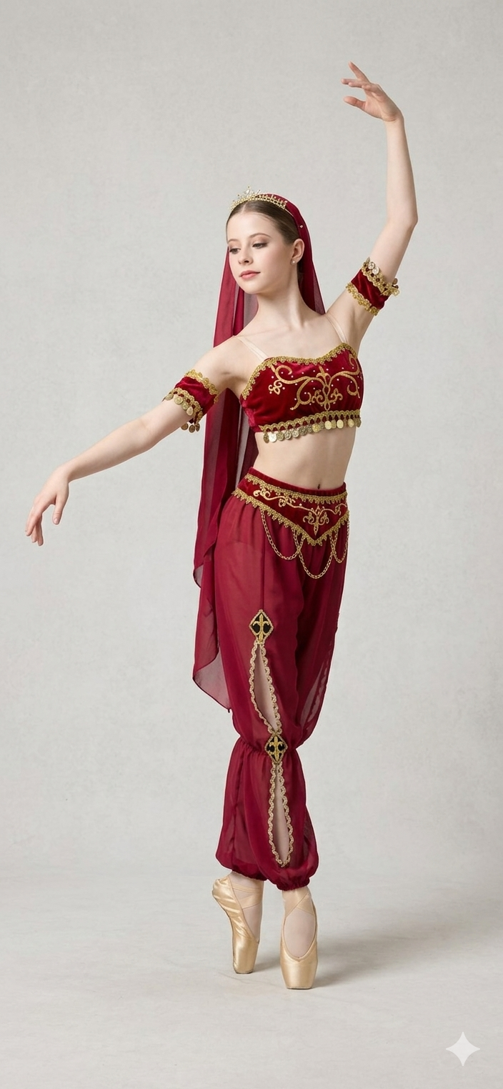 Arabian Style Costume Crimson and Gold Adult XS/S