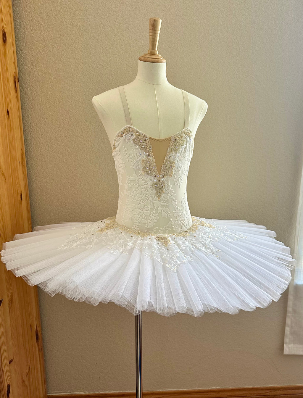 White and Cream Stretch Pancake Tutu (Size Child Large)