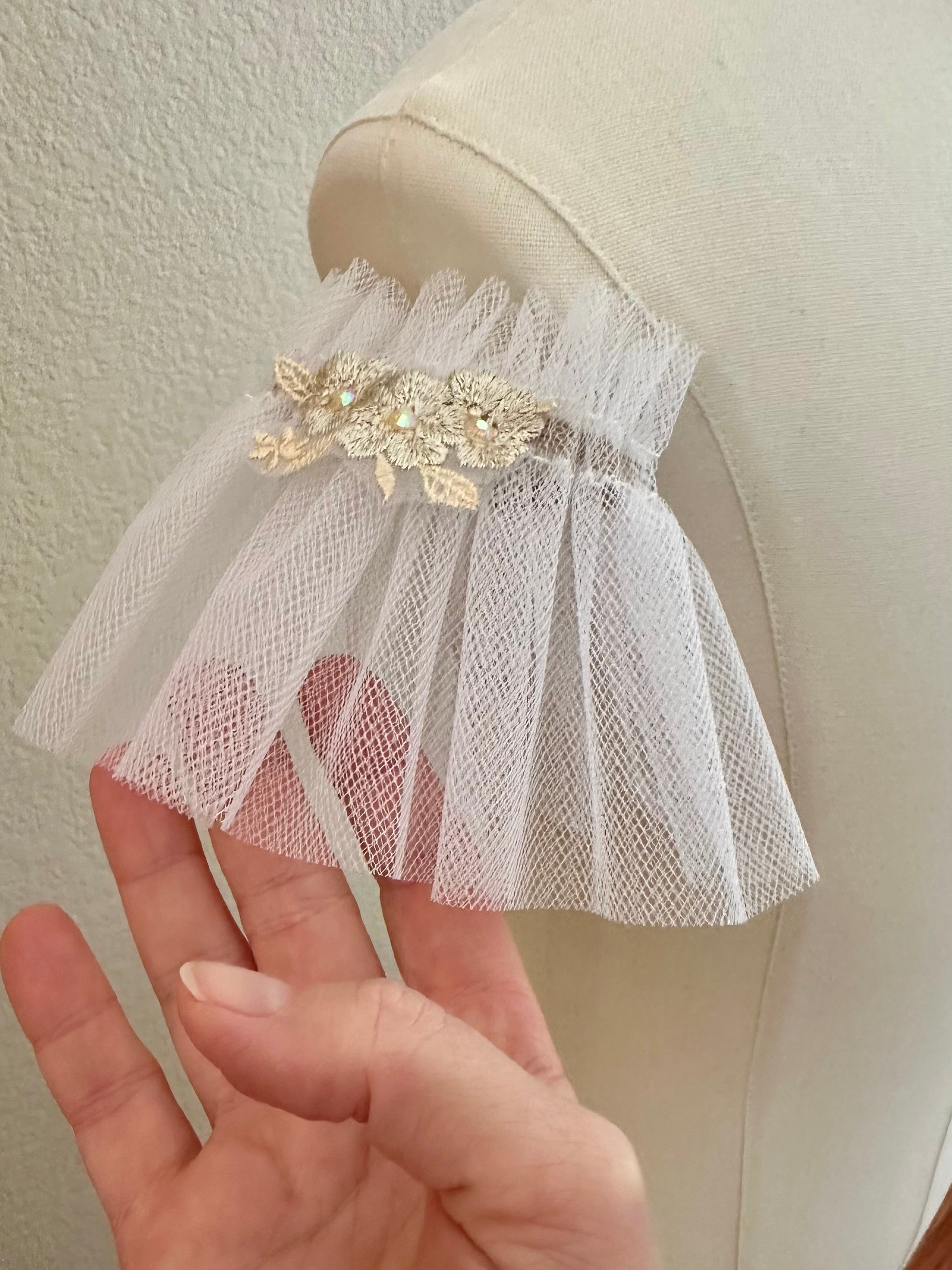 White and Cream Stretch Pancake Tutu (Size Child Large)